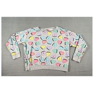 H&M Divided Anti Valentine Conversation Heart Sweatshirt‎ Gray Pullover Women M